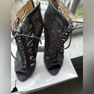 Stylish Black Lace-Up Women's Heels